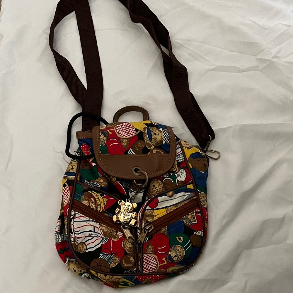 Teddy bear backpack crossbody bag